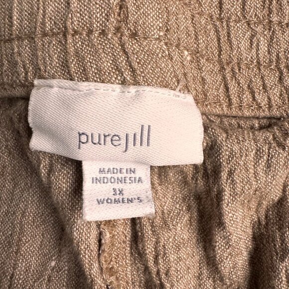Pure Jill Cropped Pants Womens 3X Linen Blend Elastic Waist Pockets Pull On - Picture 3 of 6